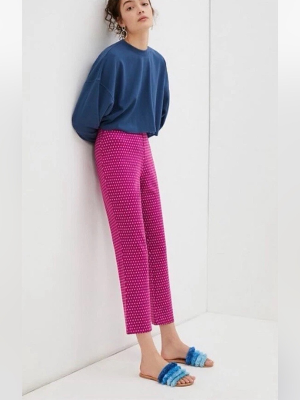 Anthropologie Mikayla Pink Fuschia Flower Cropped Pants Cute Trendy Cottagecore